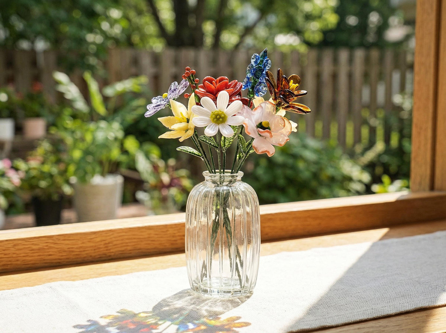 Handmade Glass Birth Month Flower Bouquet, Mothers Day Gift Ideas,personalized Blown Glass Flowers, Stained Glass Flower, Gift For Her