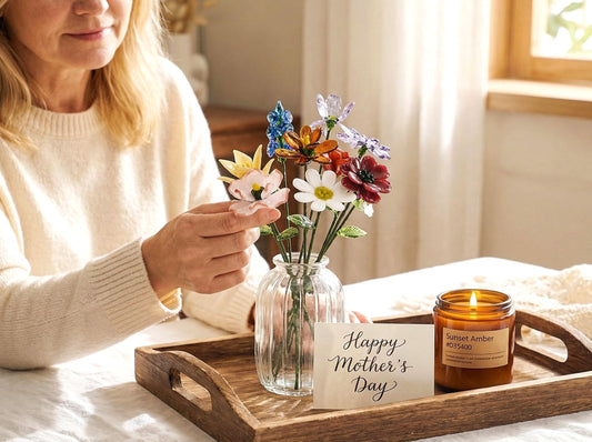 Handmade Glass Birth Month Flower Bouquet, Mothers Day Gift Ideas,personalized Blown Glass Flowers, Stained Glass Flower, Gift For Her